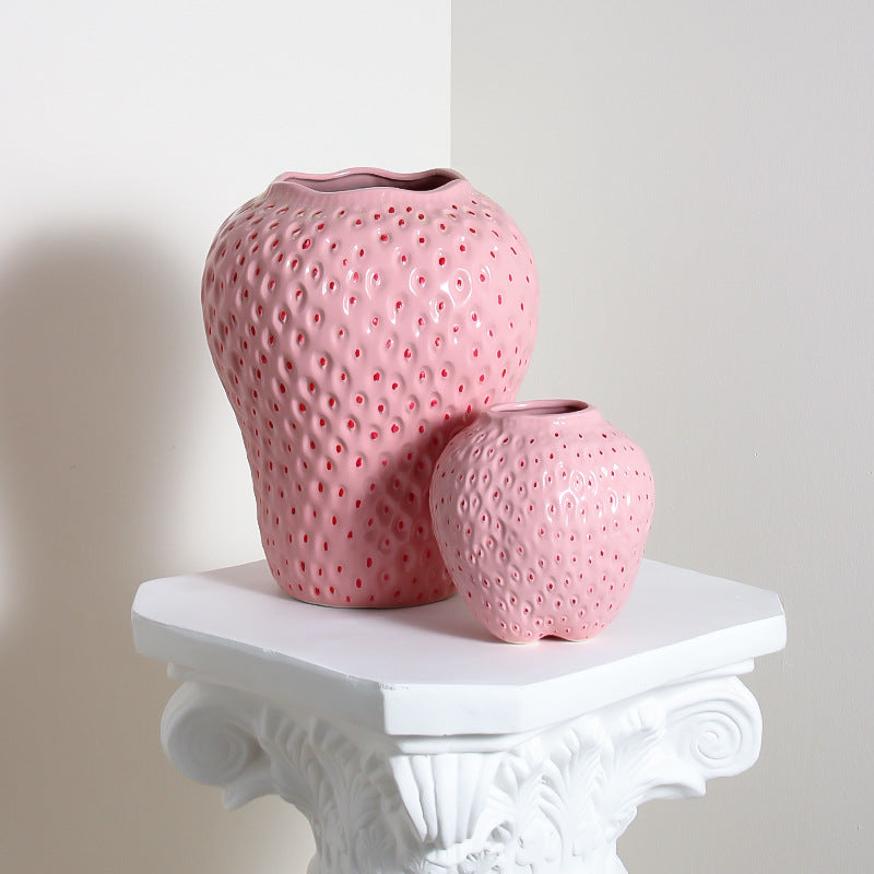 Vases fraises rose